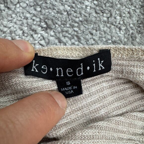 Kennedy Kened IK Ribbed Knit Wide Leg Wrap Jumpsuit Womens Small Beige Tie Strap - Picture 8 of 14